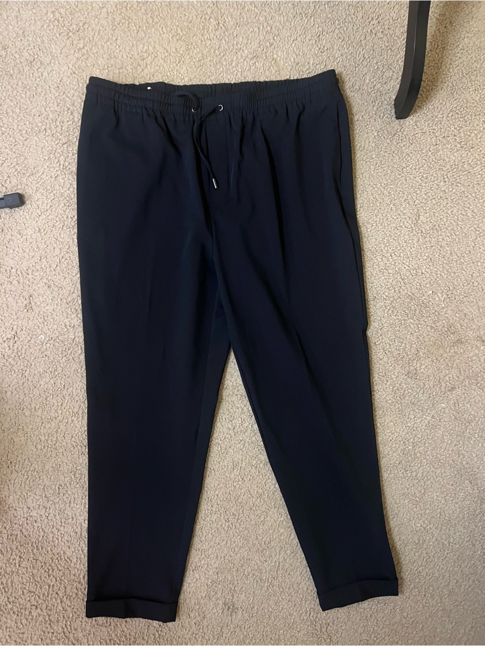 Zara Men's black Drawstring Tapered Pants
